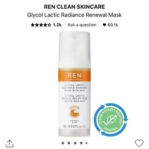 REN CLEAN SKINCARE GLYCOL LACTIC RADIANCE RENEWAL MASK WITH AHA